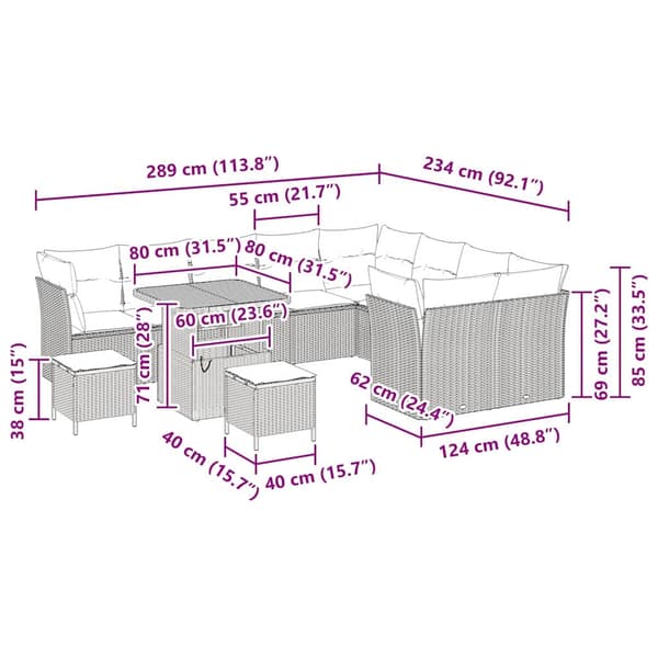 vidaXL Trädgårdsoffset 12 pcs Beige konstrotting