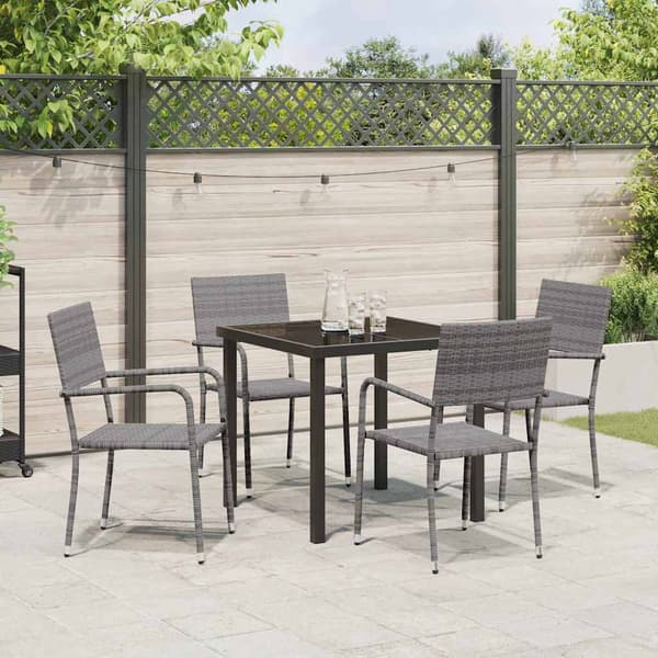 vidaXL Hage Spisegruppe 5 pcs Grå Poly rattan