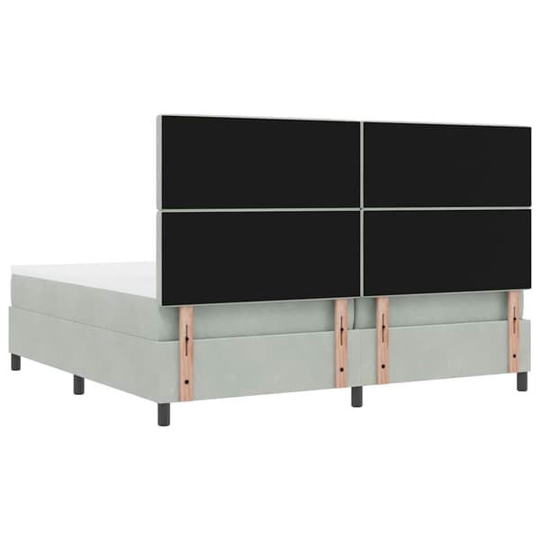 vidaXL Bäddfjäder med madrass Ljusgrå 200 x 200 cm Sammet