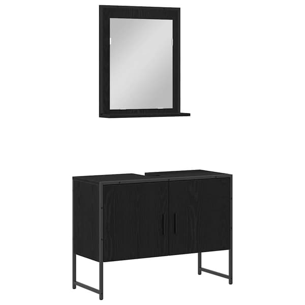 vidaXL Badrumsmöbelset Väggmonterad 2 pcs Svart Konstruerat trä