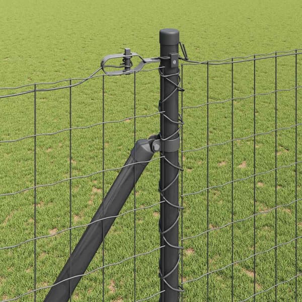 vidaXL Gjerde med stolpe Grå 1,5 x 10 m Stål og PVC