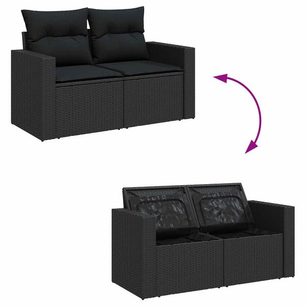 vidaXL Trädgårdsoffset med kudde 12 pcs Svart konstrotting