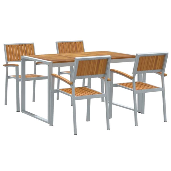 vidaXL Hage Spisegruppe 5 pcs Grå Solid akasietre