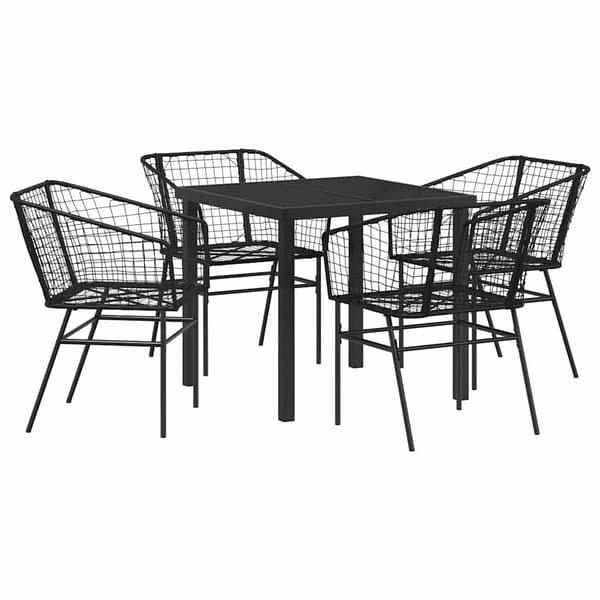 vidaXL Hage Spisegruppe 5 pcs Svart polyrotting