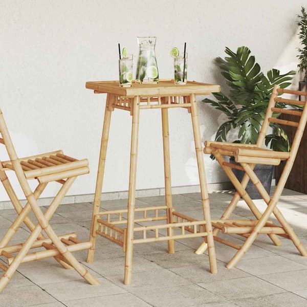 vidaXL Utebarbord kvadratiskt 55x55x100 cm bambu