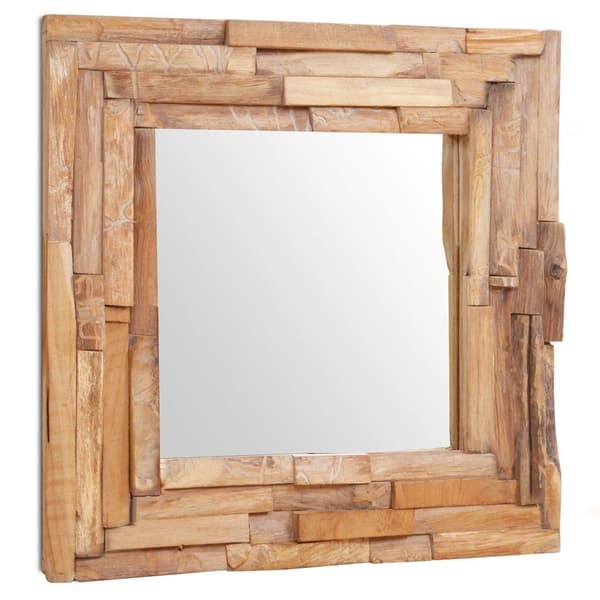 vidaXL Prydnadsspegel teak 60x60 cm kvadrat