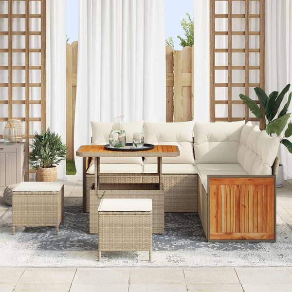 vidaXL 7-delars Trädgårds-Dining Set Svart Poly Rattan