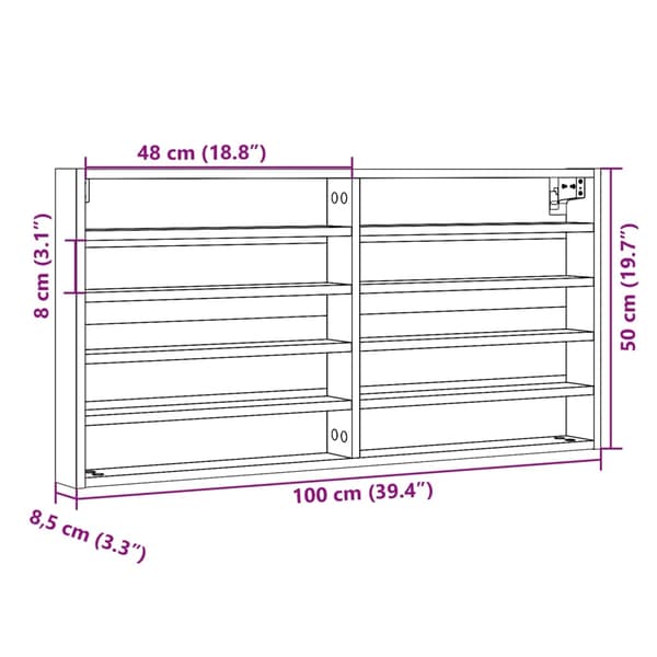 vidaXL Hyller brun eik 100x8,5x50 cm konstruert tre