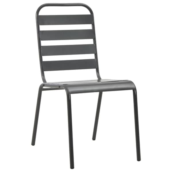 vidaXL Utestolar 4 st ribbad design stål mörkgrå