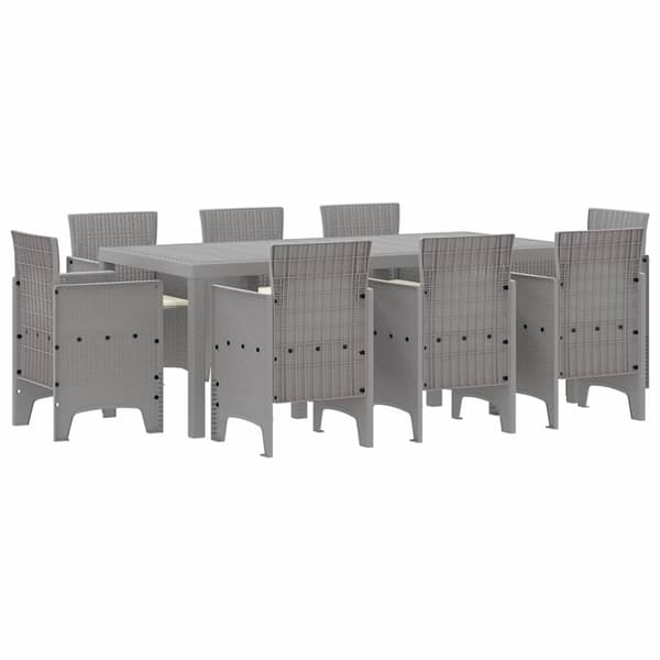 vidaXL Trädgårdsmöbelset 9 pcs Ljusgrå Polypropylen