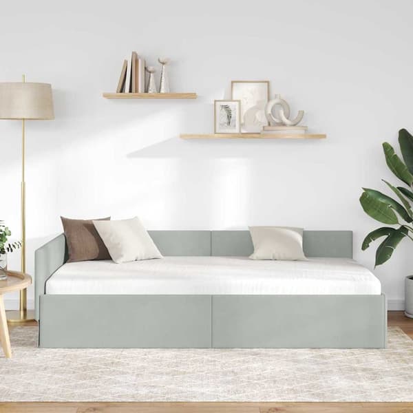 vidaXL Hörnssängram Ljusgrå 80 x 200 cm Sammet