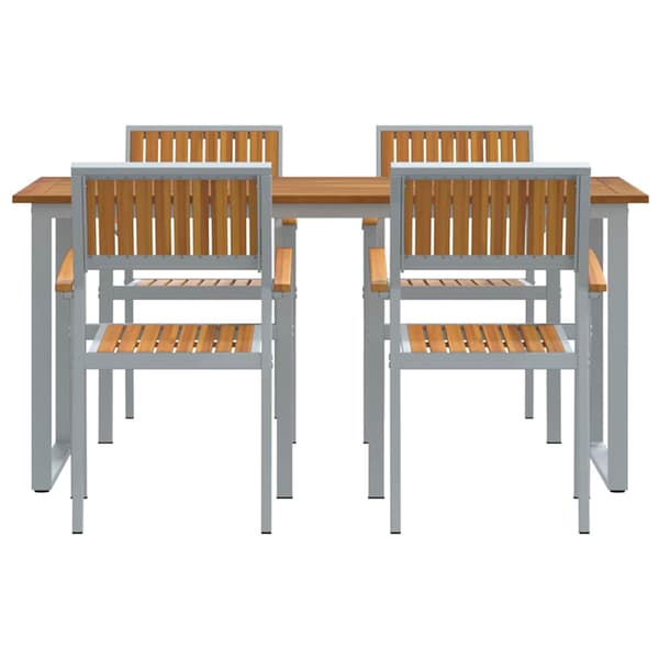 vidaXL Trädgårdsmöbelset 5 pcs Grå Massivt Akaciaträ