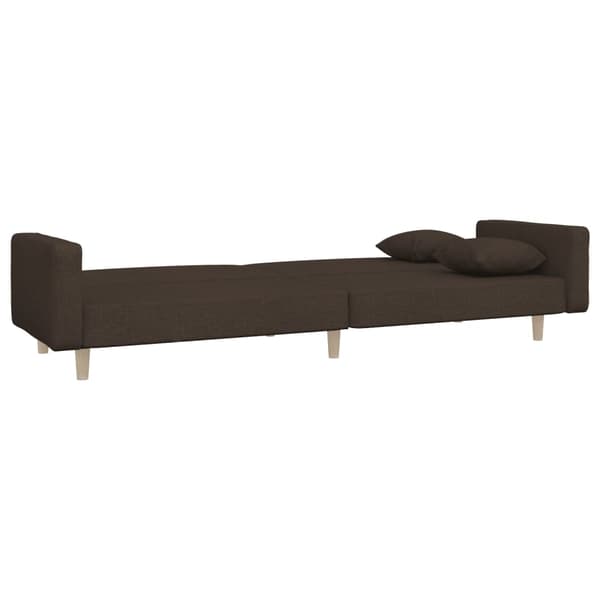 vidaXL Bäddsoffa 2-sits med två kuddar brun tyg