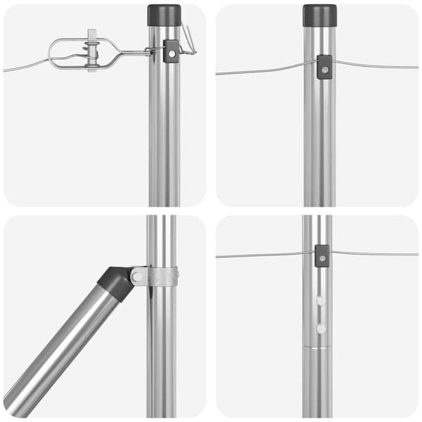 vidaXL Gjerdepåle 7 pcs sølv Stål