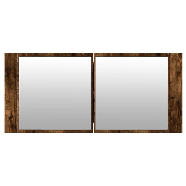 vidaXL LED-speilskap til baderom røkt eik 100x12x45 cm