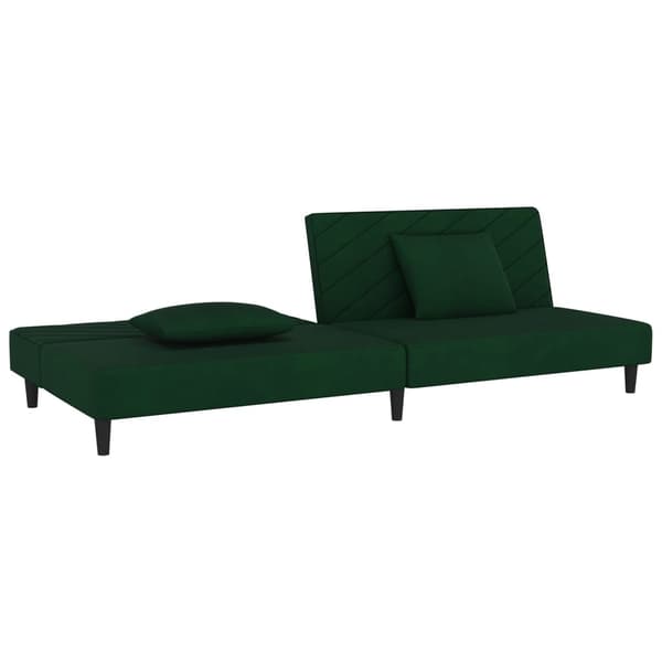 vidaXL Bäddsoffa 2-sits med två kuddar mörkgrön sammet