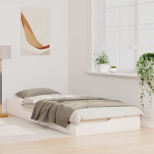 vidaXL Sängram Vit 90 x 220 cm Massiv furu