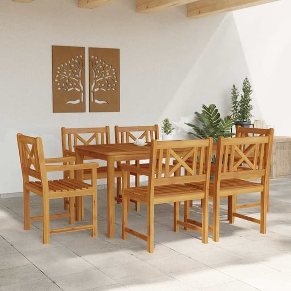 vidaXL Hage Spisegruppe 7 pcs Brun Solid akasietre