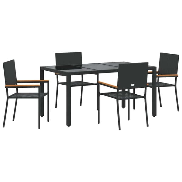 vidaXL Hage Spisegruppe 5 pcs Svart polyrotting