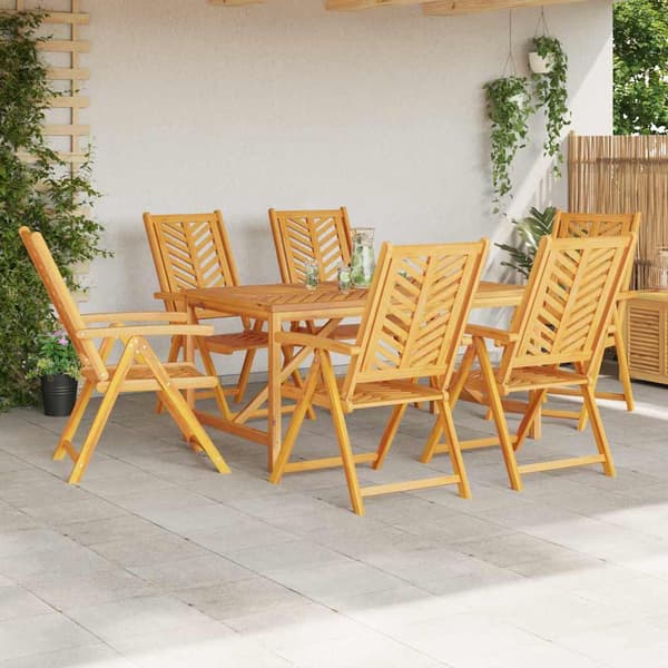 vidaXL Hage Spisegruppe 7 pcs Brun Solid akasietre