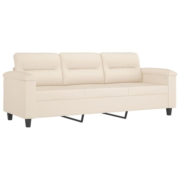 vidaXL Soffgrupp med kuddar 3 delar beige mikrofibertyg