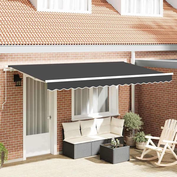 vidaXL Utfällbar markis Antracit 400 x 200 cm tyg