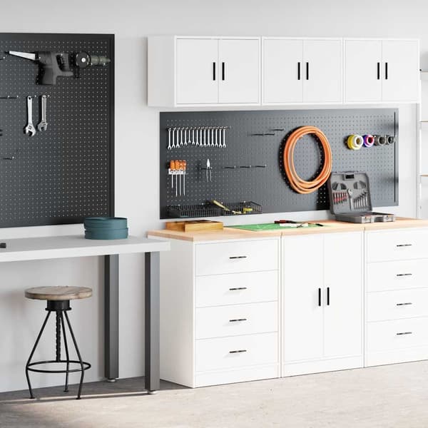 vidaXL Garageskåp 2 st, vit, konstruerat trä