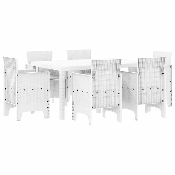 vidaXL Trädgårdsmöbelset 7 pcs Vit Polt rotting
