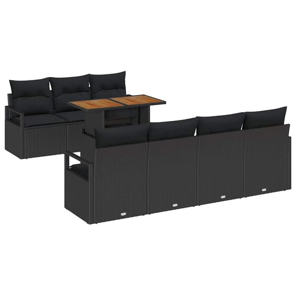 vidaXL Trädgårdsoffset med lagring 8 pcs Svart Poly rattan