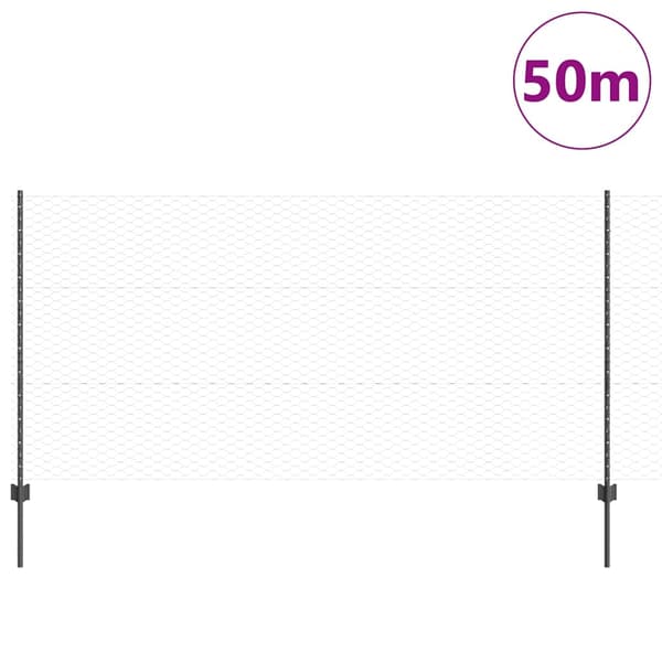 vidaXL Gjerde med innlegg. Grå 1.2 x 50 m Stål