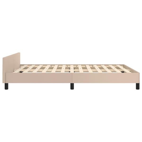 vidaXL Sängram med huvudgavel cappuccino 140x190 cm konstläder