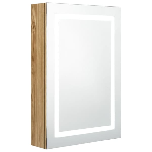 vidaXL LED-speilskap til bad eik 50x13x70 cm
