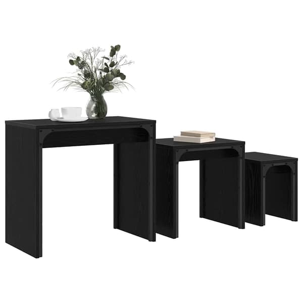 vidaXL Kaffebord 3 pcs Svart Eik Konstruert tre
