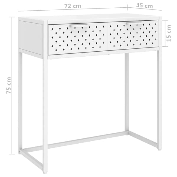 vidaXL Konsollbord hvit 72x35x75 cm stål