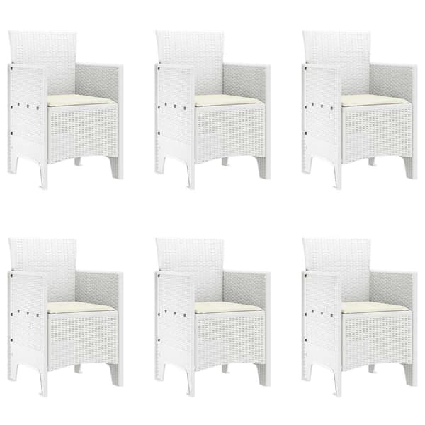 vidaXL Trädgårdsmöbelset 7 pcs Vit Polypropylen