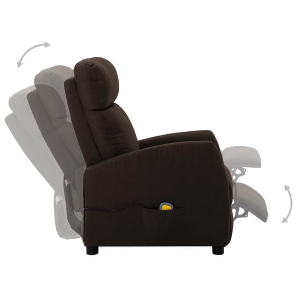 vidaXL Elektrisk massagefåtölj mörkbrun tyg
