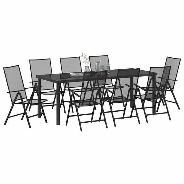 vidaXL Trädgårdsmöbelset 9 pcs Antracit Pulverlackerat stål