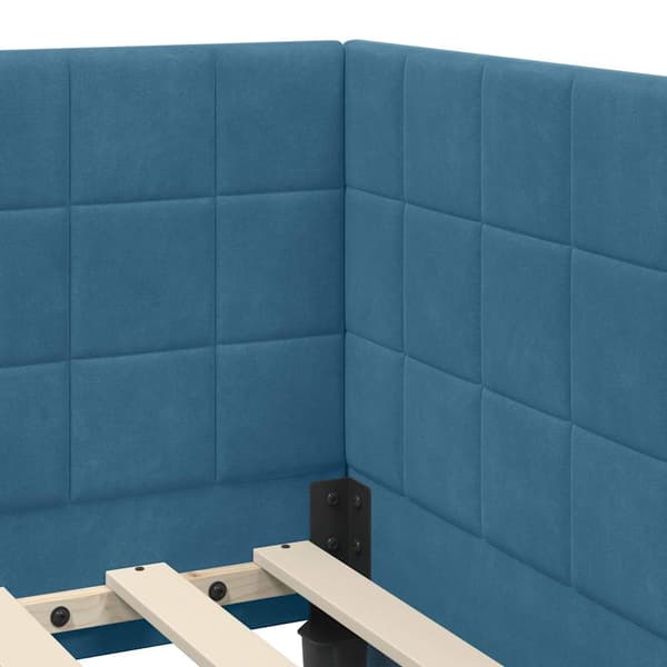 vidaXL Hörnssängram Blå 80 x 200 cm Sammet