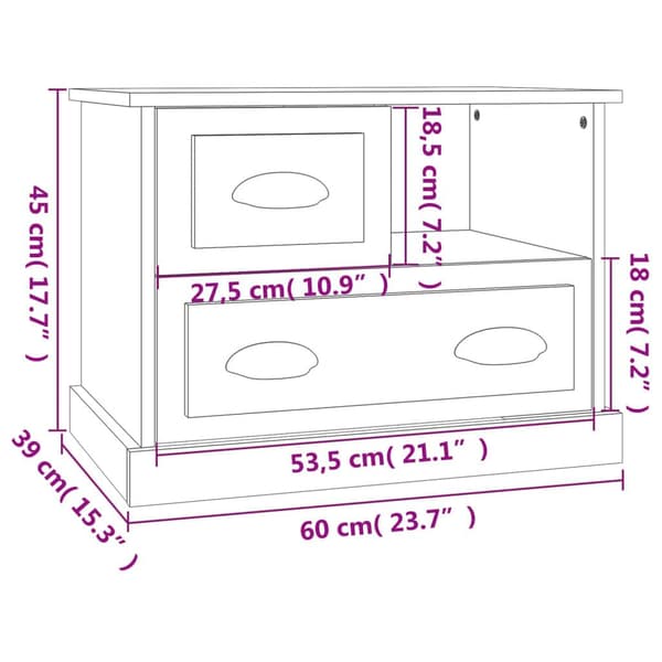vidaXL Nattbord sonoma eik 60x39x45 cm