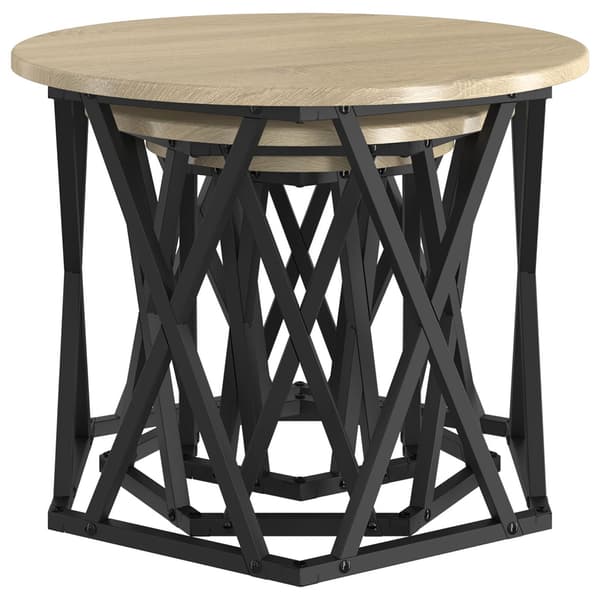 vidaXL Nesting Sidebord 3 pcs Sonoma eik Konstruksjonsvirke og stål