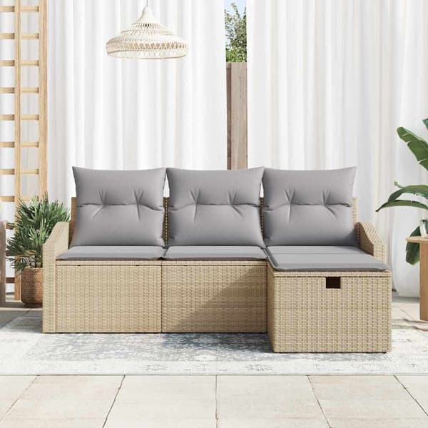 vidaXL Soffset med kudde 4 pcs konstrotting