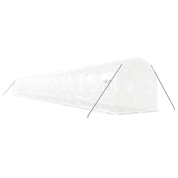 vidaXL Växthus med stålram vit 40 m² 20x2x2 m