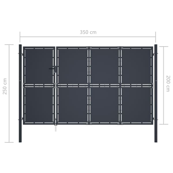 vidaXL Trädgårdsgrind stål 350x200 cm antracit