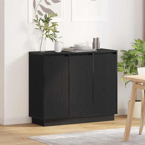 vidaXL Sideboard med LED, Svart Eik, 90x32x75 cm, Laget av Tre