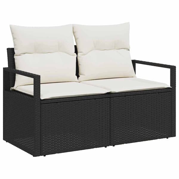 vidaXL Soffgrupp 6 delar Svart polyrotting