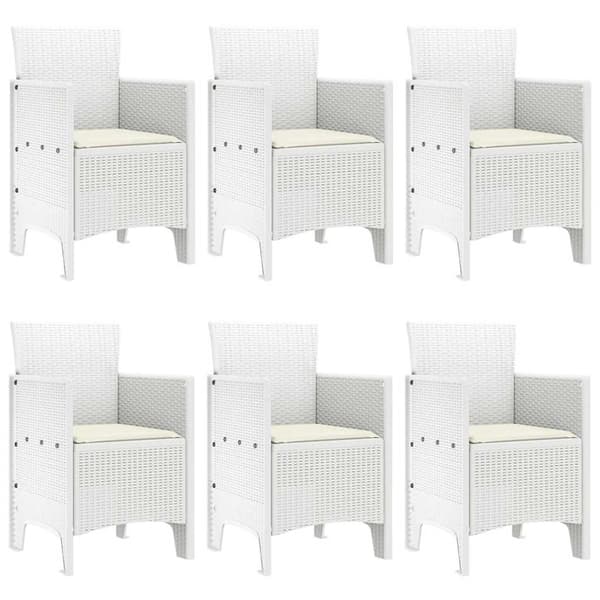 vidaXL Trädgårdsmöbelset 7 pcs Vit Polt rotting