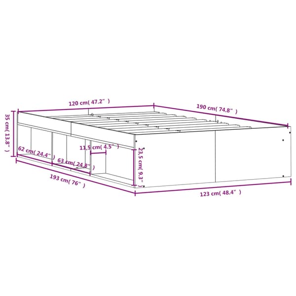 vidaXL Sengeramme sonoma eik 120x190 cm