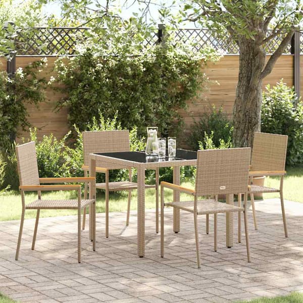vidaXL Trädgårdsmöbelset 5 pcs Beige konstrotting