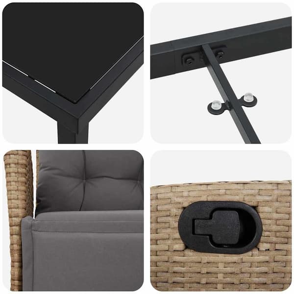 vidaXL Trädgårdsmöbelset med kudde 5 pcs Beige konstrotting