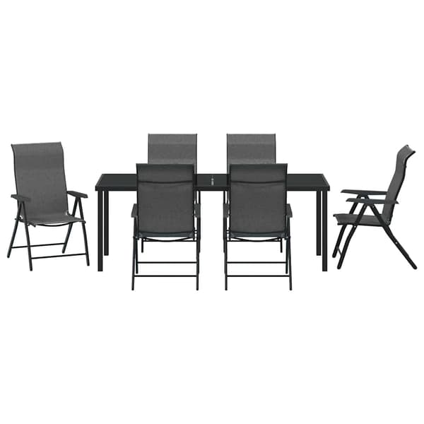 vidaXL Trädgårdsmöbelset 7 pcs Grå Pulverlackerat stål